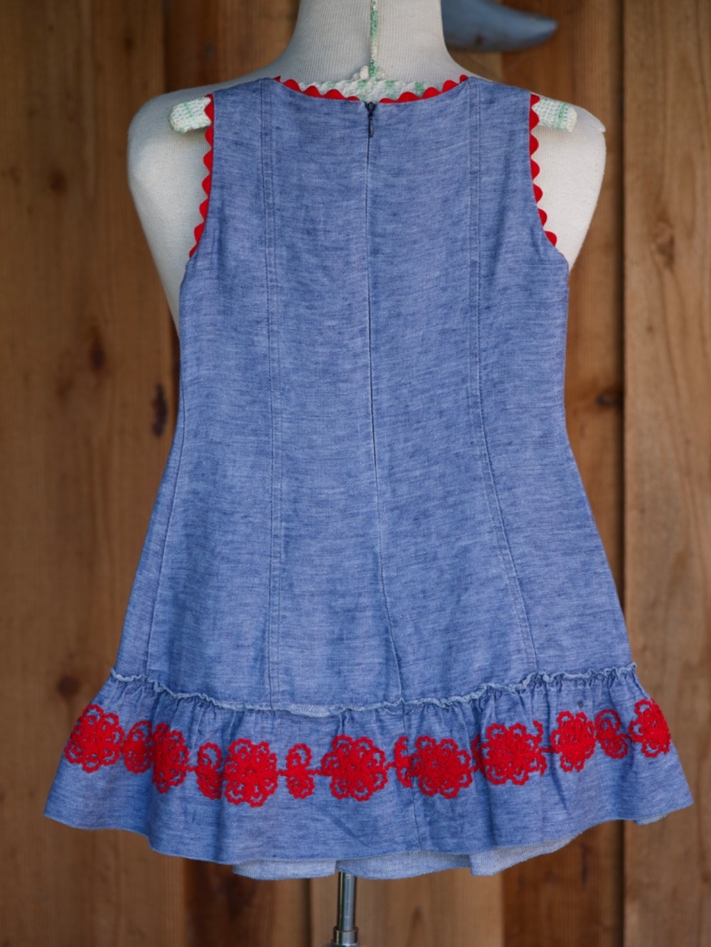 Pili Carrera 100% Linen Heather Blue Sleeveless Mini Dress Made In Spain Kids 6 - Picture 9 of 15